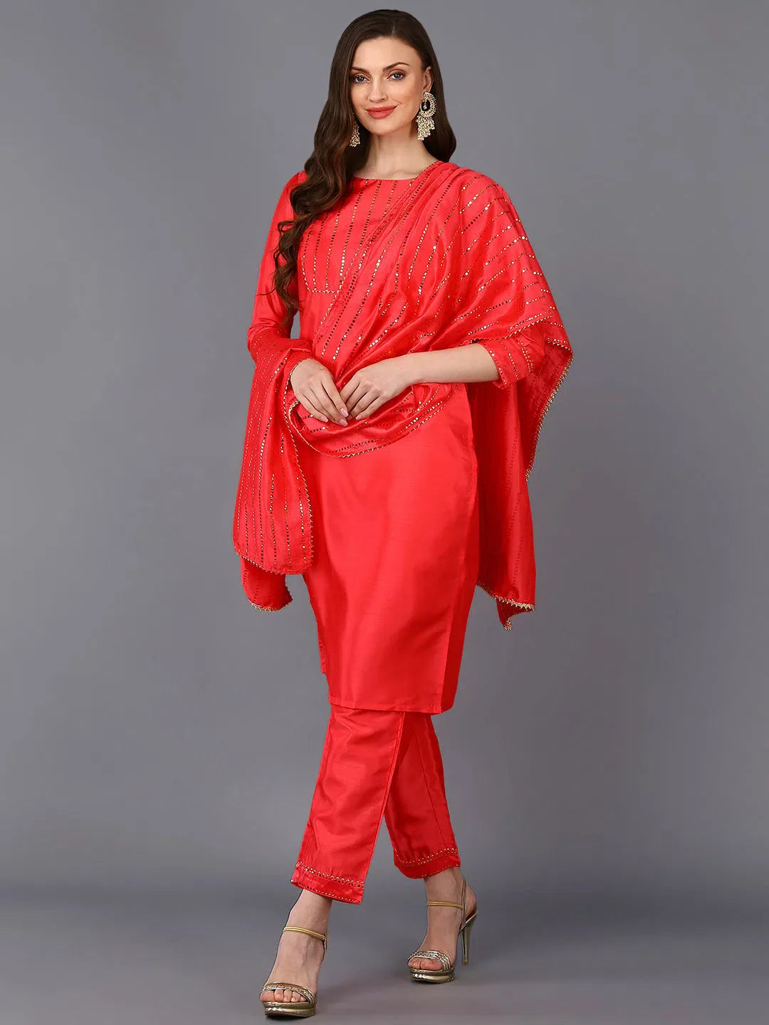 Pink Poly Chanderi Kurta Set | Designer Women's Kurta Sets