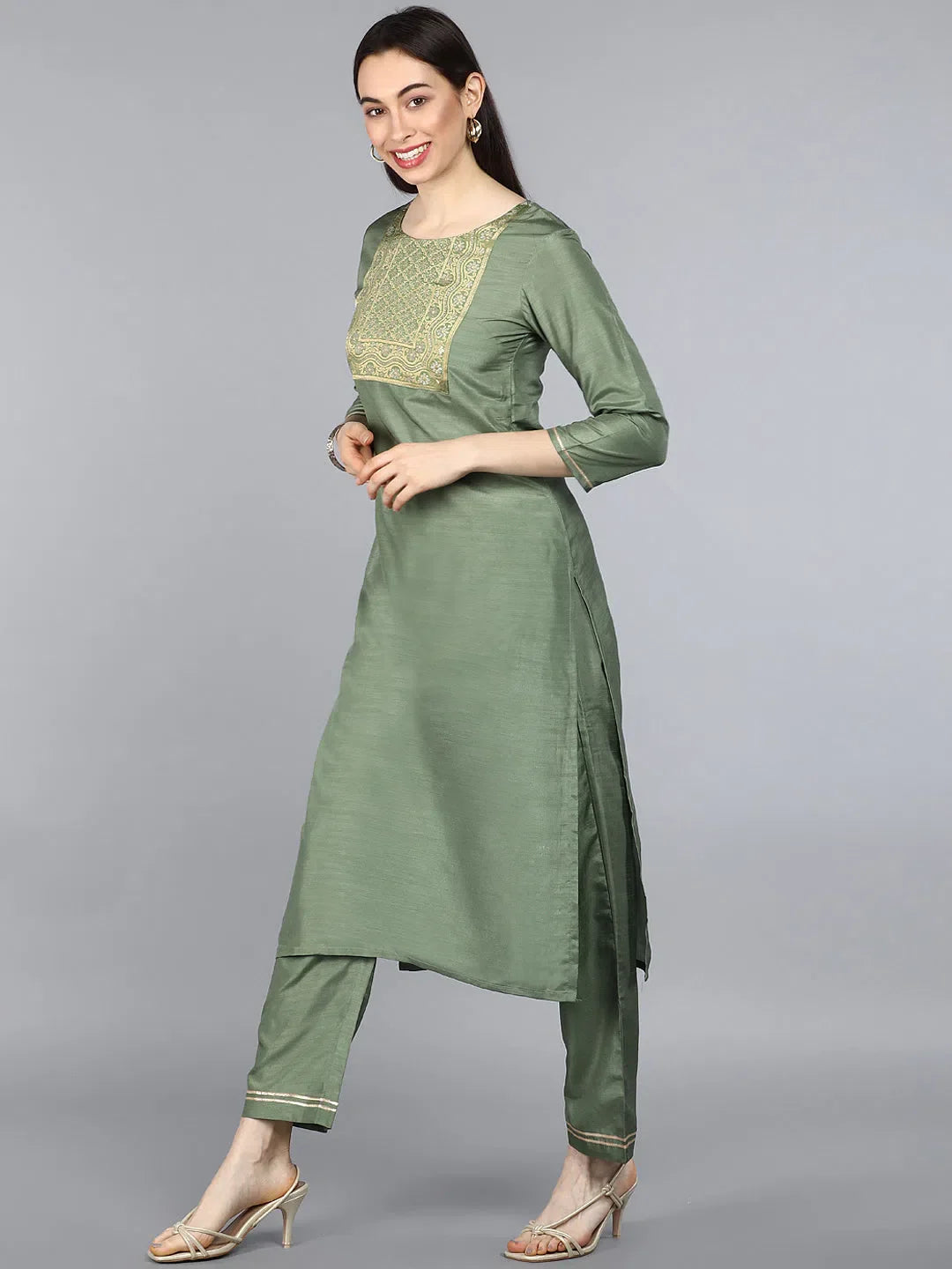 Green Kurta Set with Dupatta | Women's Indian Kurta Sets Online