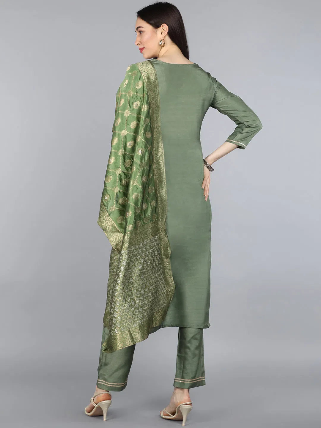 Green Kurta Set with Dupatta | Women's Indian Kurta Sets Online