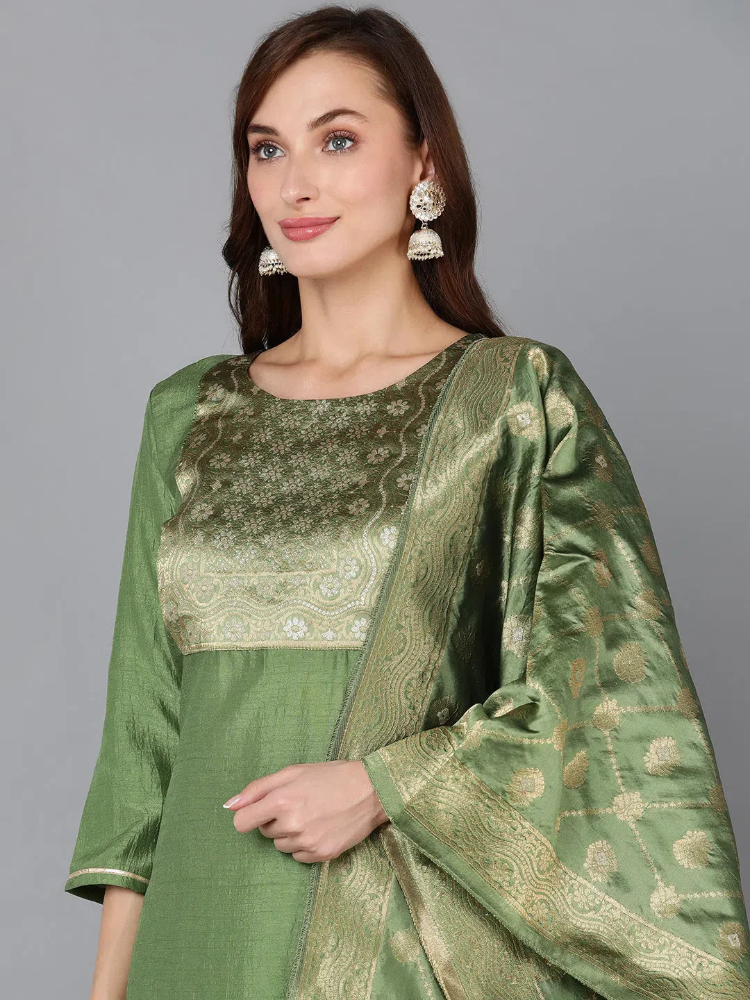 Printed Poly Silk Kurta Sets for Women - PKSKD1109B