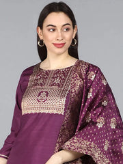 Poly Silk Solid Kurta Pant and-PKSKD1112AB