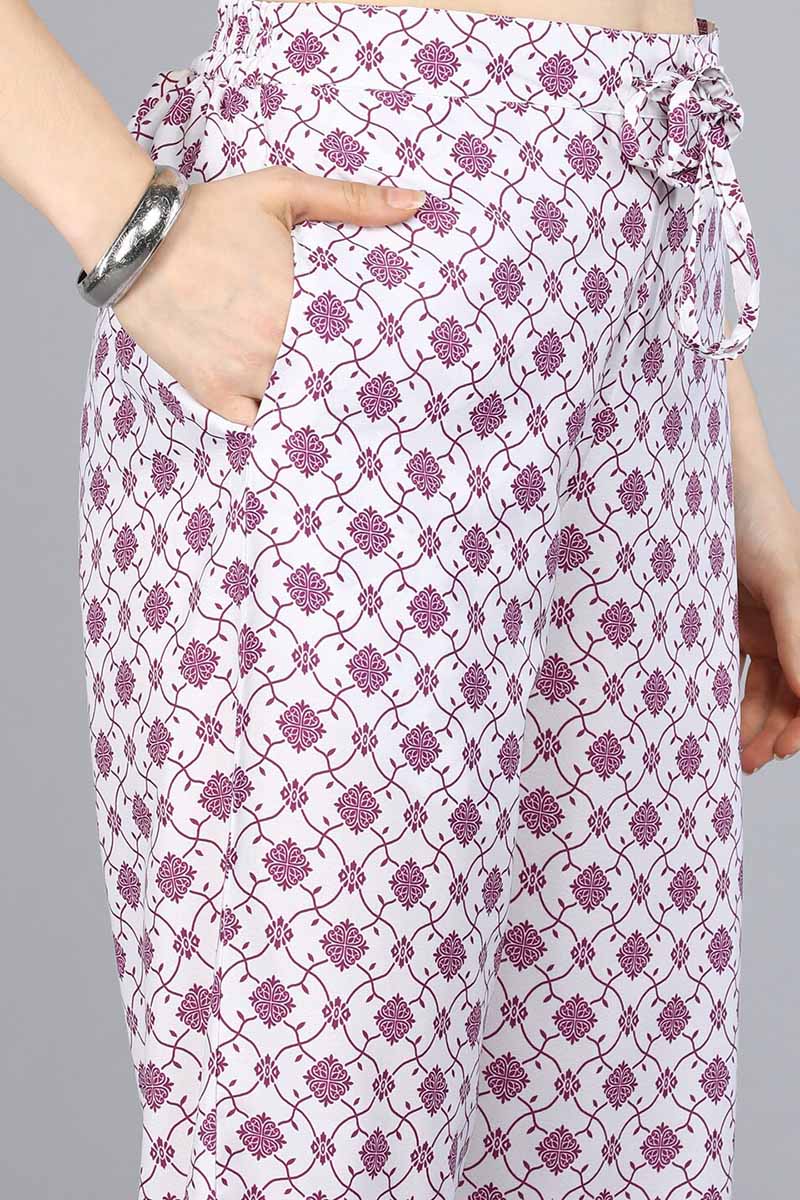 White Poly Crepe Ethnic Motifs Straight Suit Set PKSKD1156