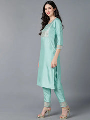 Poly Silk Embroidered Kurta Trousers With-PKSKD1157A