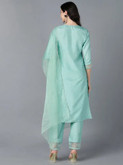 Poly Silk Embroidered Kurta Trousers With-PKSKD1157A