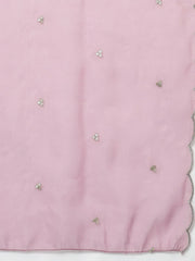 Women Lavender Poly Silk Solid Yoke Design Kurta Trousers With Dupatta