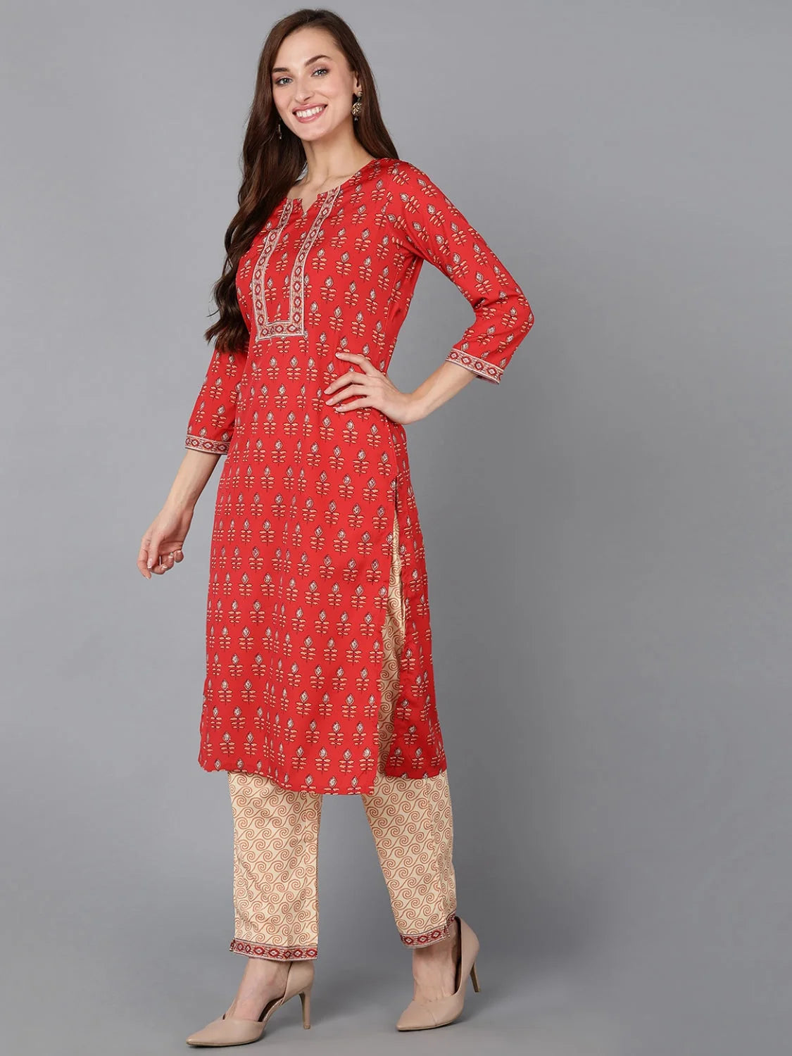 Poly Crepe Printed Kurta Trouser | Women's Designer Kurta Sets