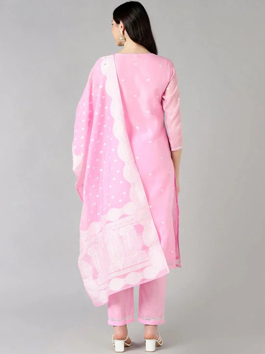 Pink Woven Design Women's Kurta Set with Dupatta | Ahika