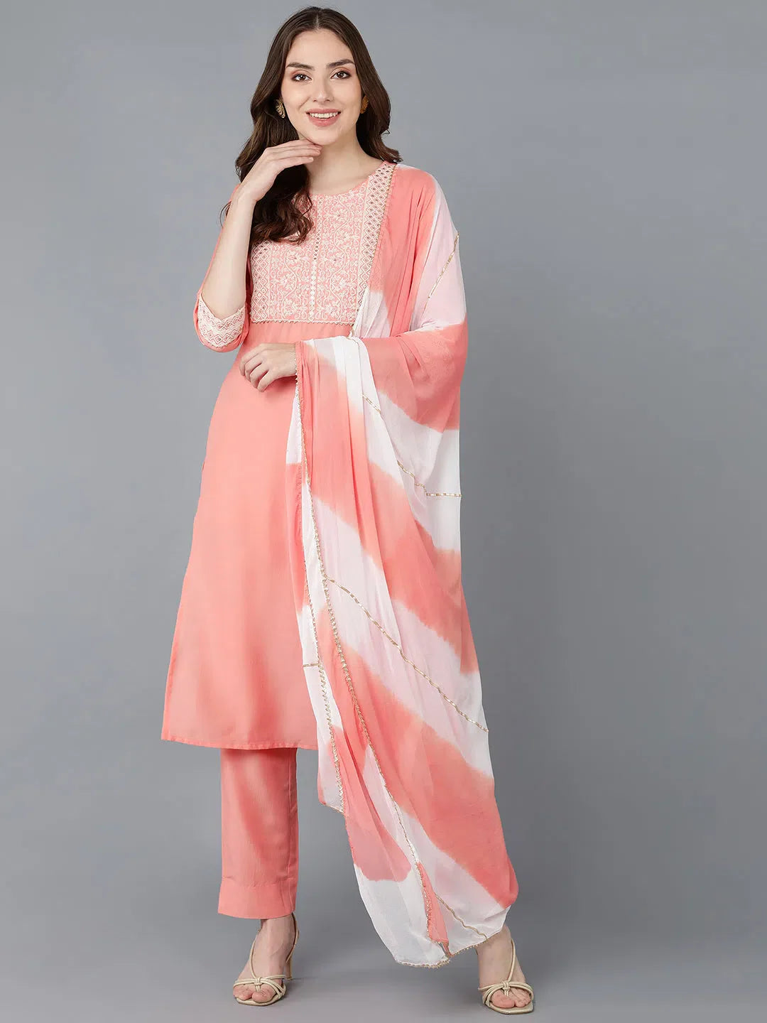 Poly Silk Embroidered Kurta Trouser With-PKSKD1293A