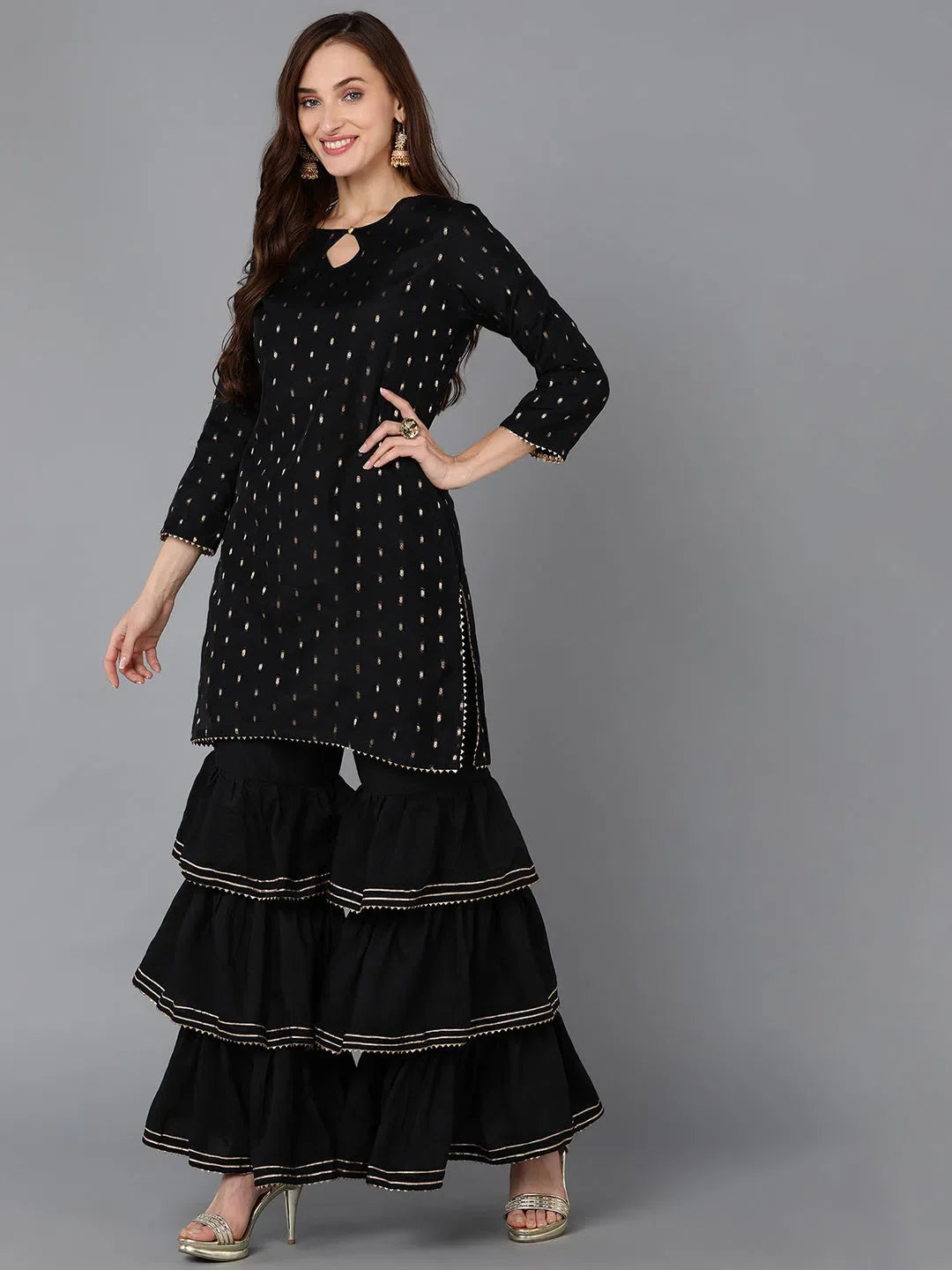 Women's Woven Design Kurta | Poly Chanderi Indian Kurta Sets