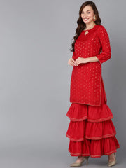 Women Poly Chanderi Printed Kurta Trouser-PKSKD1306B