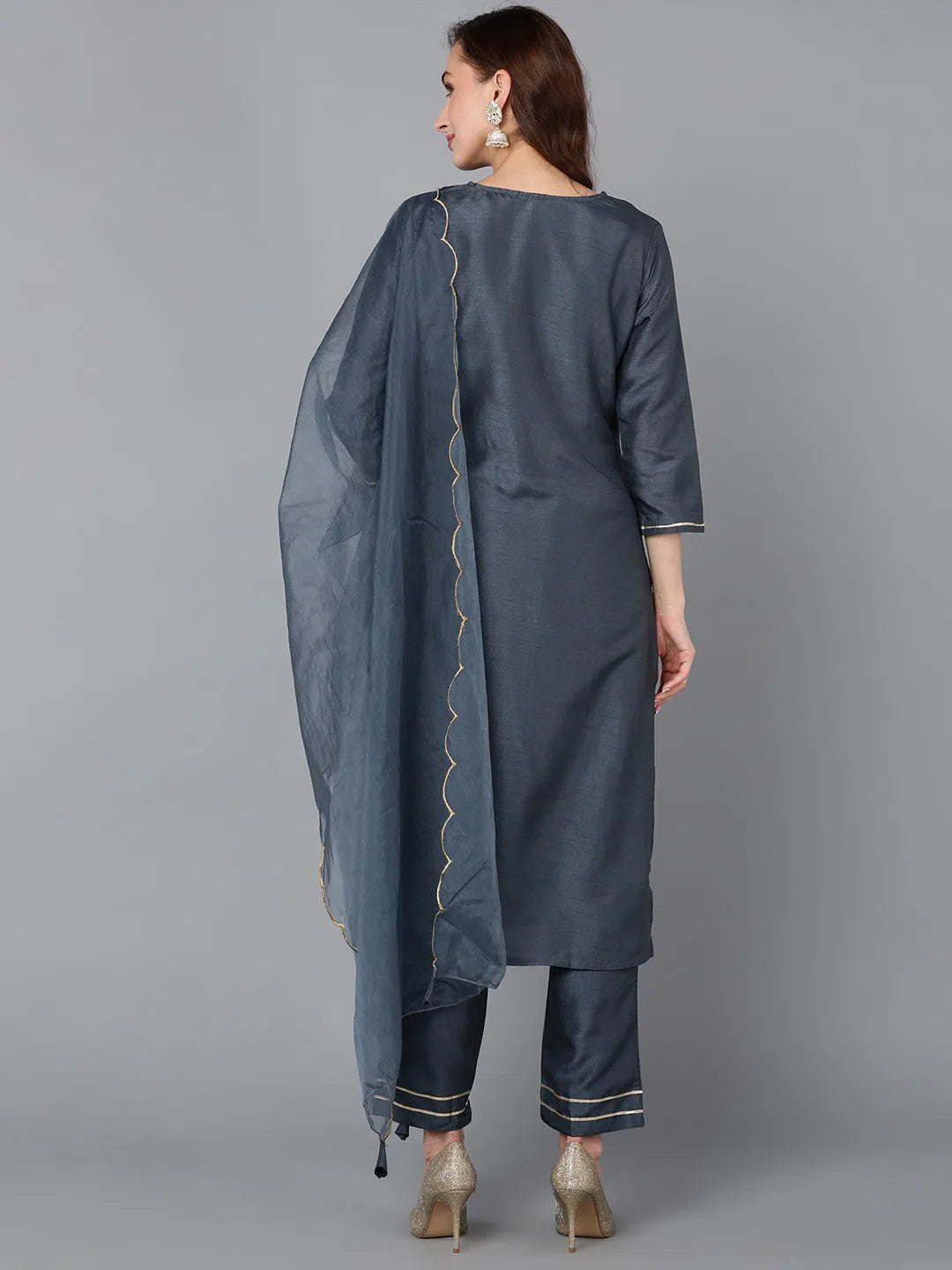 Women Poly Silk Yoke Design Kurta-PKSKD1322A