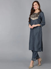Women Poly Silk Yoke Design Kurta-PKSKD1322A