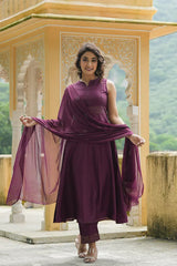 Poly Silk Woven Design Kurta Trousers-PKSKD1325