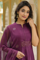 Poly Silk Woven Design Kurta Trousers-PKSKD1325