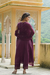 Poly Silk Woven Design Kurta Trousers-PKSKD1325