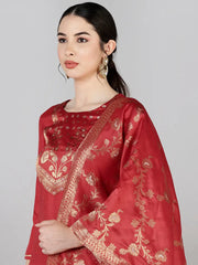 Poly Silk Yoke Design Kurta Trousers-PKSKD1379