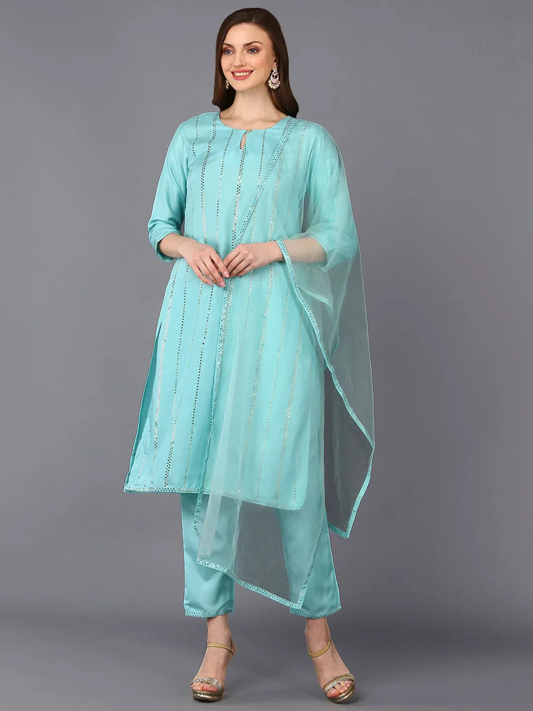 Sequinned Poly Silk Indian Kurta Sets for Women | Shop Now