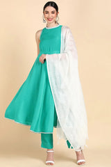 Poly Silk Solid Kurta Trousers With-PKSKD1397