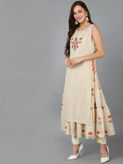Women Polyester Floral Printed Kurta Trouser