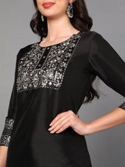 Poly Silk Embroidered Kurta Trousers Dupatta-PKSKD1434