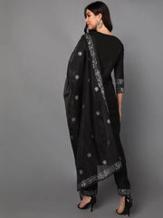 Poly Silk Embroidered Kurta Trousers Dupatta-PKSKD1434
