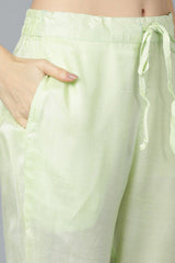  Women Green Poly Georgette Embroidered Kurta Trouser With Dupatta 