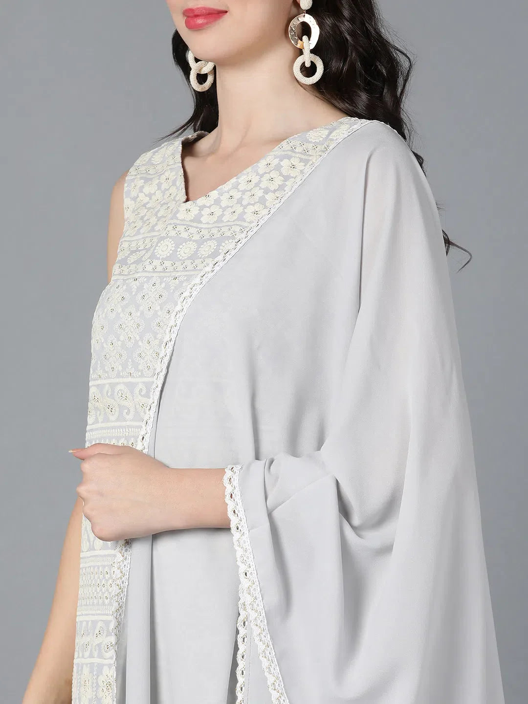 Grey Embroidered Kurta Pant Set | Women's Designer Kurta Sets