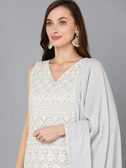 Women Poly Georgette Embroidered Kurta Trouser-PKSKD1457A