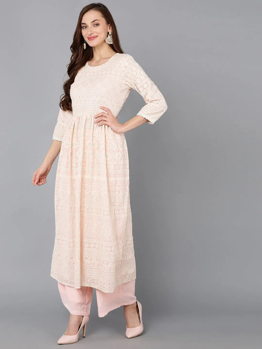 Embroidered Kurta Trouser Set - Designer Women's Kurta Sets