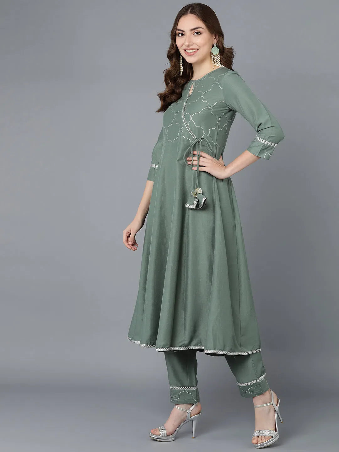Teal Embroidered Kurta Set with Dupatta | Designer Kurta Sets