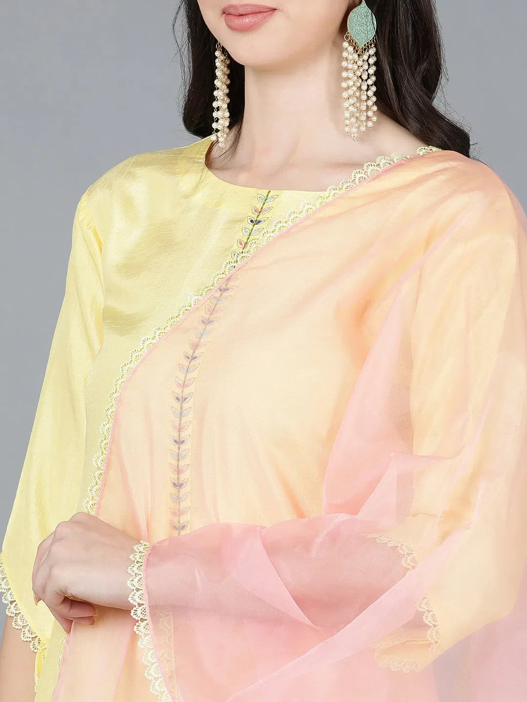 Yellow Embroidered Kurta Set with Dupatta | Designer Kurta Sets
