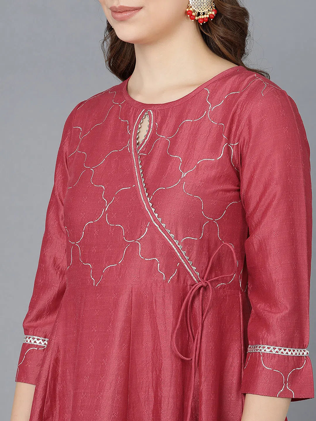 Red Embroidered Premium Kurta Set with Dupatta | Women's Indian Kurta