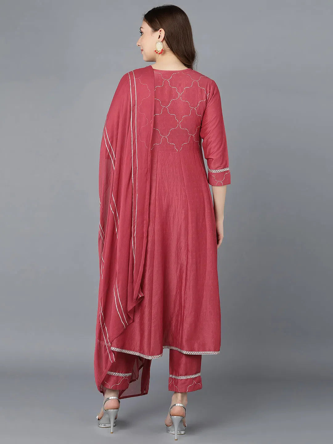Red Embroidered Premium Kurta Set with Dupatta | Women's Indian Kurta