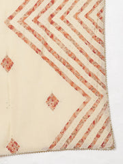 Women Cream Poly Silk Kurta Trousers With Dupatta 1