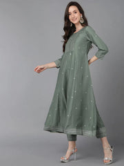 Women Poly Silk Solid Kurta Trousers-PKSKD1576A