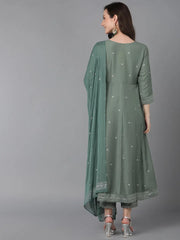 Women Poly Silk Solid Kurta Trousers-PKSKD1576A