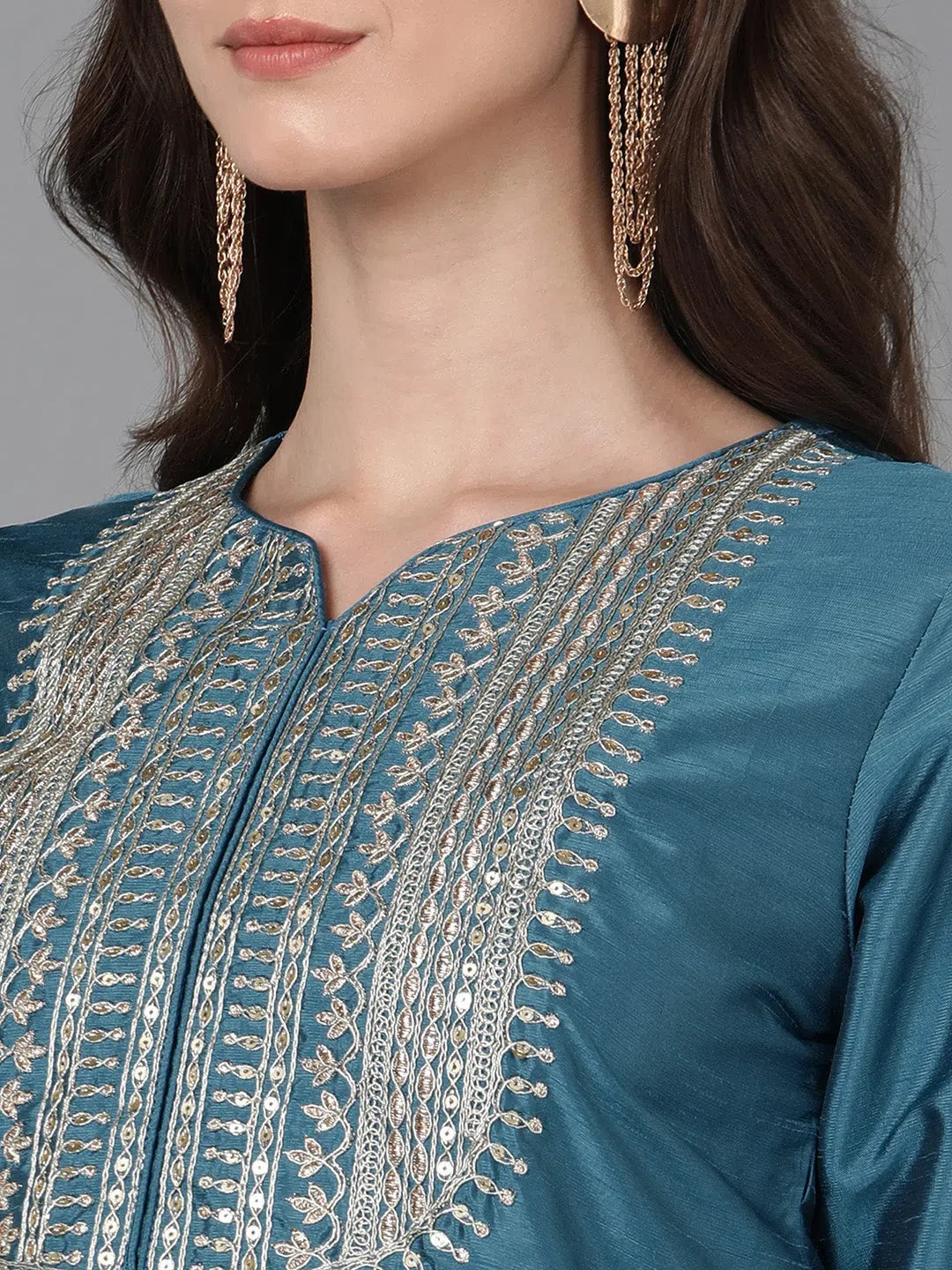 Blue Embroidered Kurta Pant Set | Women's Indian Kurta Sets