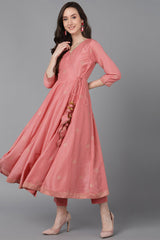 Pink Poly Silk Solid Solid Kurta Trousers With Dupatta PKSKD1594