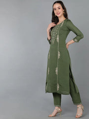 Women Silk Blend Embroidered Kurta Trouser-PKSKD1645