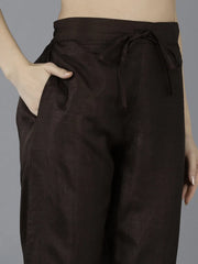 Women Grey Silk Blend Embroidered