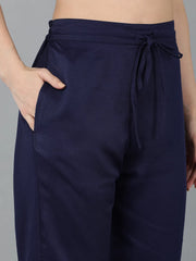 Women Blue Poly Silk Kurta Trousers With Dupatta 1