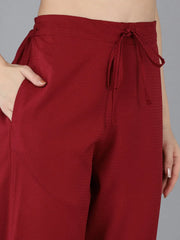 Women Red Poly Silk Yoke Design