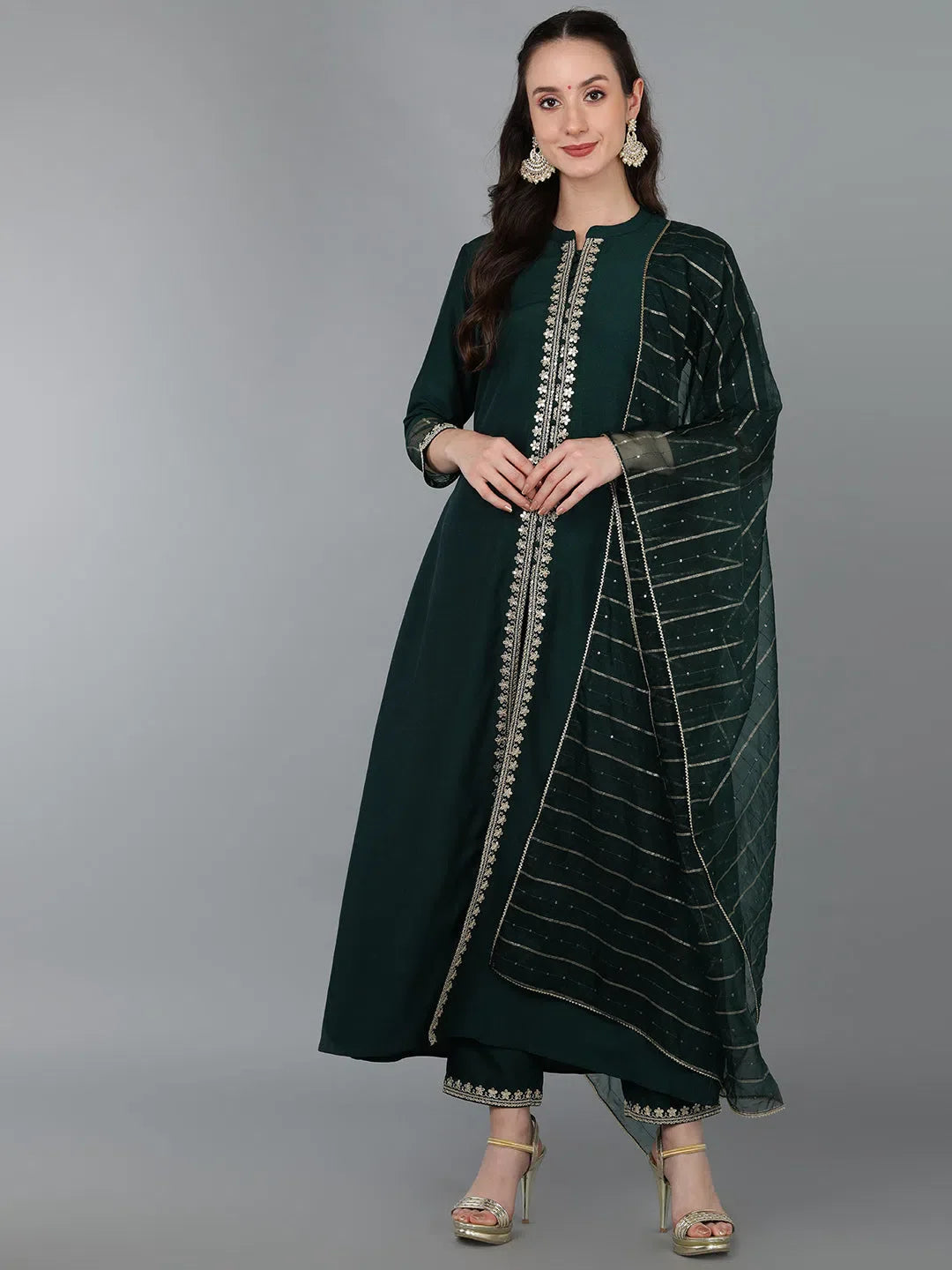 Women Silk Blend Embroidered Solid Kurta-PKSKD1696