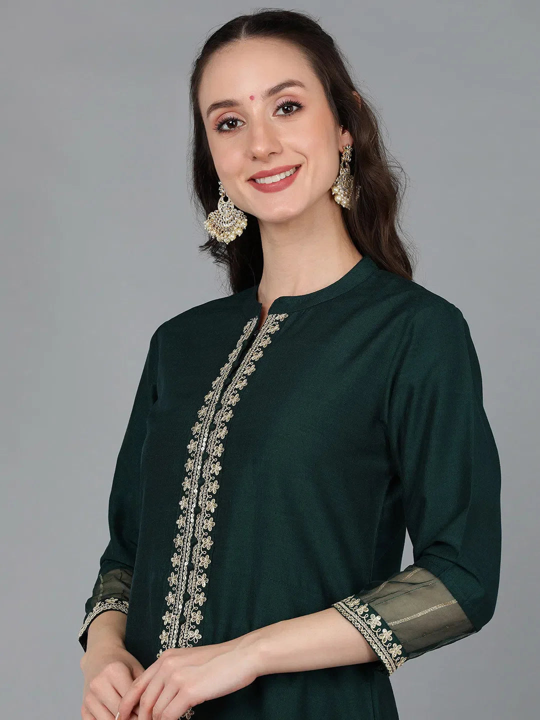 Women's Embroidered Silk Kurta Set | Indian Designer Kurta
