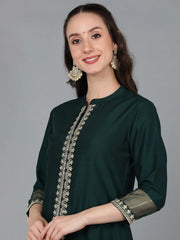 Women Silk Blend Embroidered Solid Kurta-PKSKD1696