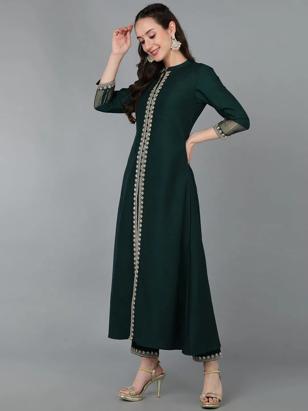 Women's Embroidered Silk Kurta Set | Indian Designer Kurta