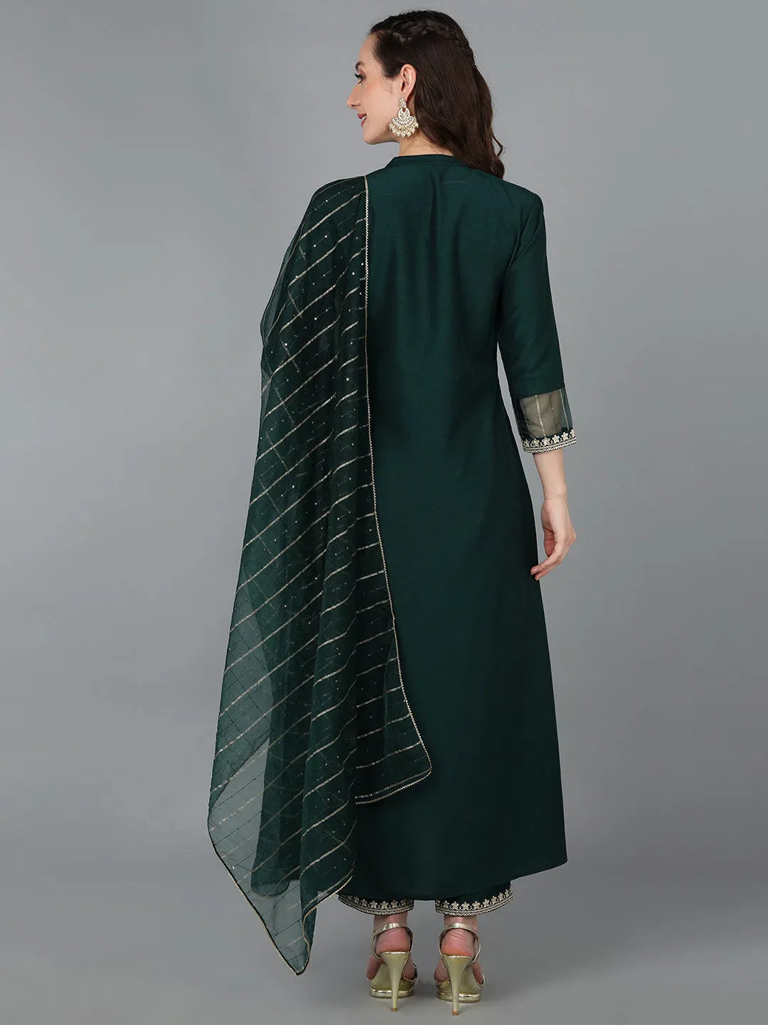 Women's Embroidered Silk Kurta Set | Indian Designer Kurta