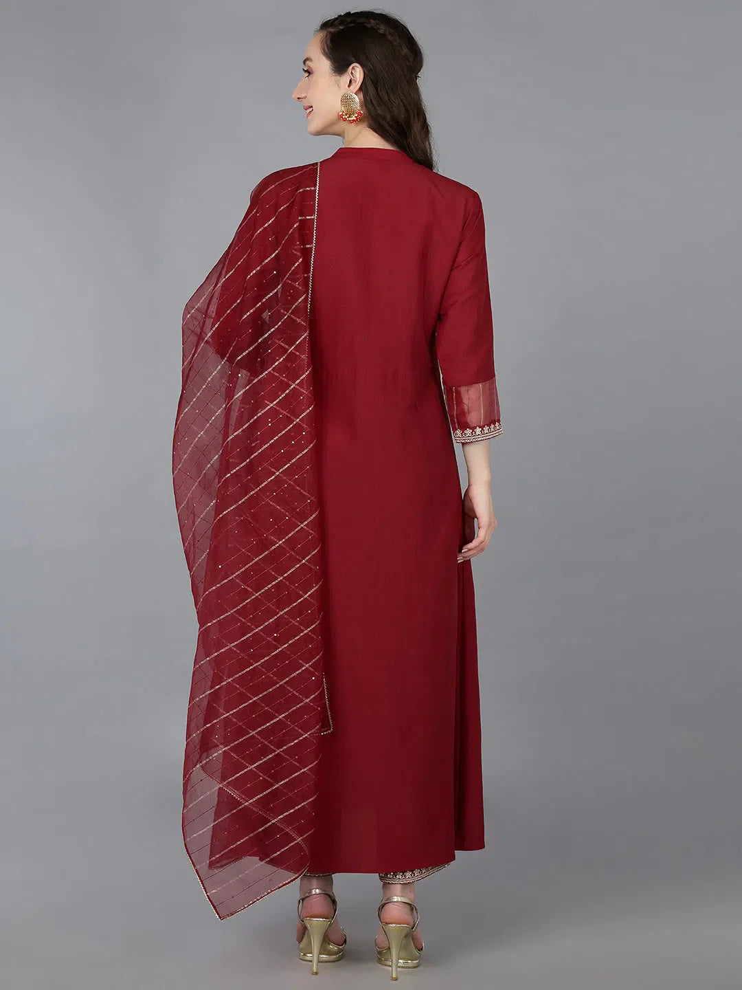 Elegant Women's Embroidered Silk Kurta | Indian Kurta Sets