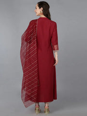 Women Silk Blend Embroidered Solid Kurta-PKSKD1697