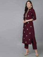 Women Silk Blend Embroidered Kurta Trouser-PKSKD1706